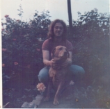 Me and my old dog Bo in my mums back garden